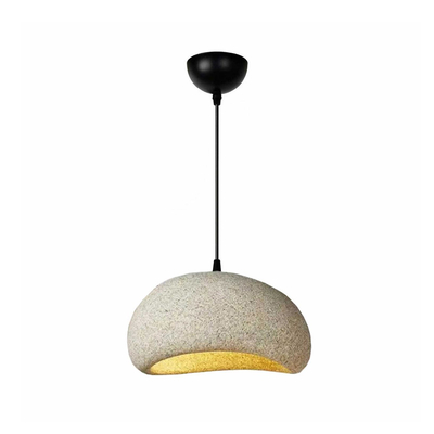 GloboStar® STONE 204-0123 Μοντέρνο Κρεμαστό Φωτιστικό Καμπάνα Μονόφωτο 1 x E27 IP20 Μπεζ Πολυστερίνη με Μπεζ Ρητίνη - Μ31.5 x Π35 x Υ26cm