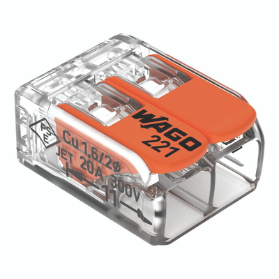 WAGO 221 CONNECTOR, 2 CONDUCTORS 0,5-6 MM2