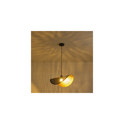 ΦΩΤΙΣΤΙΚΟ ΚΡΕΜΑΣΤΟ ΜΕΤΑΛΛΟ 1XE27 Φ600mm MAX 15W ΜΑΥΡΟ-ΧΡΥΣΟ ARTE ILLUMINA GALILEA