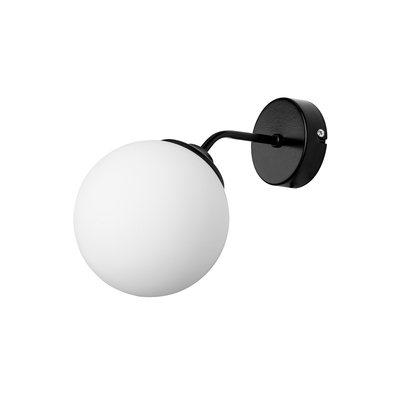 GloboStar® DALPH 203-0034 Vintage Επιτοίχιο Φωτιστικό Απλίκα Μονόφωτο 1 x E27 IP20 Μαύρο Μέταλλο με Λευκό Γυαλί - M15 x Π18 x Υ22.5cm
