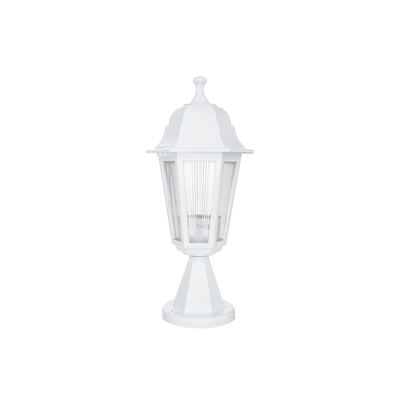 GloboStar® VITRO 203-0200 Vintage Επιδαπέδιο Φωτιστικό Φαναράκι Μονόφωτο 1 x E27 IP44 Λευκό Πλαστικό Σώμα - Μ16 x Π16 x Υ39cm