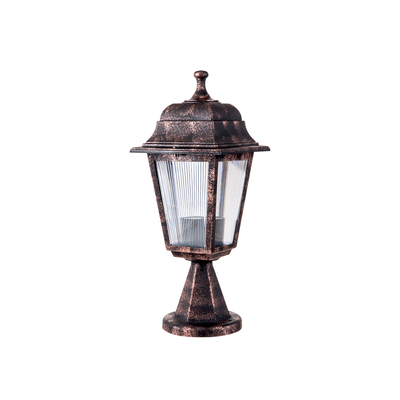 GloboStar® SOLME 203-0215 Vintage Επιδαπέδιο Φωτιστικό Φαναράκι Μονόφωτο 1 x E27 IP44 Χάλκινο Πλαστικό Σώμα - Μ15 x Π15 x Υ38cm