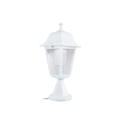 GloboStar® SOLME 203-0220 Vintage Επιδαπέδιο Φωτιστικό Φαναράκι Μονόφωτο 1 x E27 IP44 Λευκό Πλαστικό Σώμα - Μ15 x Π15 x Υ38cm