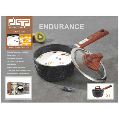 Γαλατιέρα αντικολλητική με καπάκι - 1.45L - CA005-A16-Black - DSP - 612432