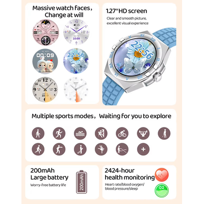 Σετ Smartwatch με 3 λουράκια - LG80 Mini - 065066 - Purple