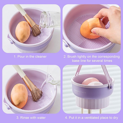 Βάση καθαρισμού και τοποθέτησης πινέλων μακιγιάζ - LD1015 - 292216 - Purple