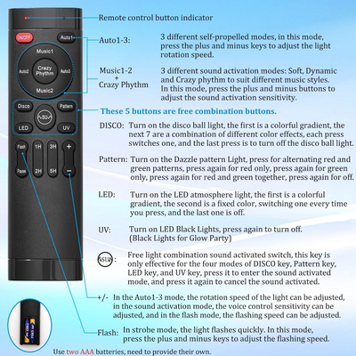 Επιτραπέζιο φωτορυθμικό με τηλεχειριστήριο - TC7009-1 - 419345