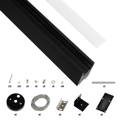 GLOBOSTAR® ALP-LINEAR LUMILINE 61764-3M Επιφανειακό / Κρεμαστό Προφίλ Αλουμινίου με Λευκό Γαλακτερό Πατητό Κάλυμμα για Ταινίες LED IP20 - Μαύρο Ματ - Μ300 x Π3.5 x Υ7cm