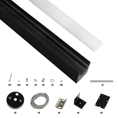 GLOBOSTAR® ALP-LINEAR BRIGHTRAIL 61775-3M Επιφανειακό / Κρεμαστό Προφίλ Αλουμινίου με Λευκό Γαλακτερό Πατητό Κάλυμμα για Ταινίες LED IP20 - Μαύρο Ματ - Μ300 x Π5 x Υ7.5cm