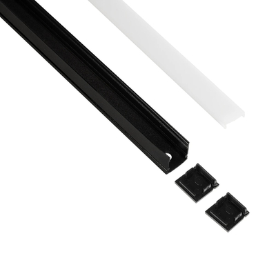 GLOBOSTAR® ALP-LINEAR GLOWTRACK 61797-3M Επιφανειακό Προφίλ Αλουμινίου με Λευκό Γαλακτερό Πατητό Κάλυμμα για Ταινίες LED IP20 - Μαύρο Ματ - Μ30 x Π2 x Υ2cm - Πακέτο 5 Τεμαχίων