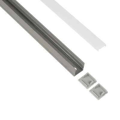 GLOBOSTAR® ALP-LINEAR GLOWTRACK 61798-3M Επιφανειακό Προφίλ Αλουμινίου με Λευκό Γαλακτερό Πατητό Κάλυμμα για Ταινίες LED IP20 - Γκρι Ανθρακί Ματ - Μ30 x Π2 x Υ2cm - Πακέτο 5 Τεμαχίων