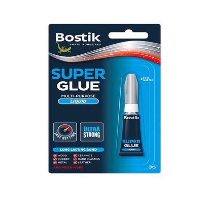 Κόλλα στιγμής 3gr κυανοακρυλική super glu liquid διάφανη μικρού μεγέθους
