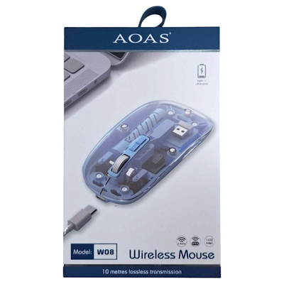 Ασύρματο επαναφορτιζόμενο ποντίκι Η/Υ - WB08 - AOAS - 655259 - Blue