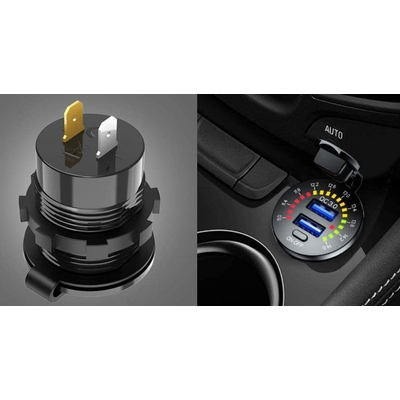 Σταθερή θύρα φόρτισης USB οχημάτων με βολτόμετρο - Quick Charger - 1540405/06 - 507935