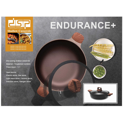 Ρηχή κατσαρόλα αντικολλητική με καπάκι - 2.7L - CA004-BS24-Black - DSP - 563769