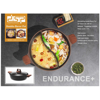 Κατσαρόλα αντικολλητική 2 θέσεων - 6.3L - CA004-G32-Black - DSP - 565909