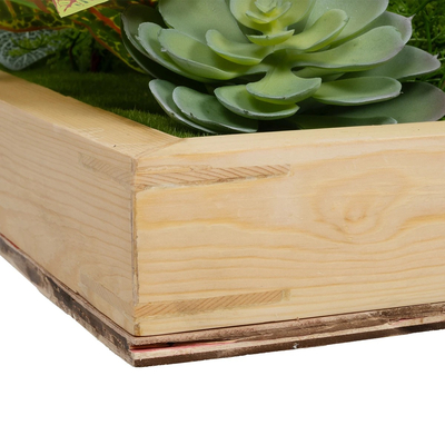 GloboStar® Artificial Garden VARIOUS PLANT 20641 Τεχνητό Διακοσμητικό Φυλλωσιάς σε Ξύλινο Πάνελ  - Κάθετος Κήπος Μιξ Μ60 x Π60 x Υ32cm