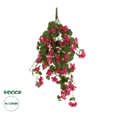 GloboStar® Artificial Garden BOUGAINVILLEA BRANCH 20663 Τεχνητό Κρεμαστό Διακοσμητικό Κλαδί Μπουκανβίλιας Φουξ Μ45 x Π12 x Υ90cm