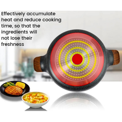 Ρηχή κατσαρόλα αντικολλητική με καπάκι - 3.9L - CA004-BS28-Black - DSP - 563776