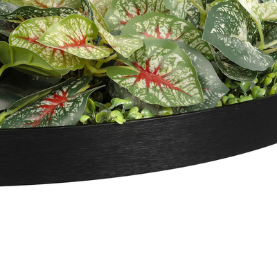 GloboStar® Artificial Garden VARIOUS PLANTS ROUND WALL DISC 20690 Τεχνητό Διακοσμητικό Στρογγυλό Πάνελ Φυλλωσιάς - Κάθετος Κήπος Μιξ Μ80 x Π80 x Υ20cm