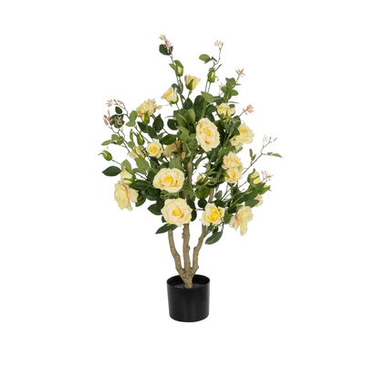 GloboStar® Artificial Garden YELLOW ROSES 21073 Τεχνητό Διακοσμητικό Δέντρο Τριανταφυλλιά Μ50 x Π50 x Υ90cm