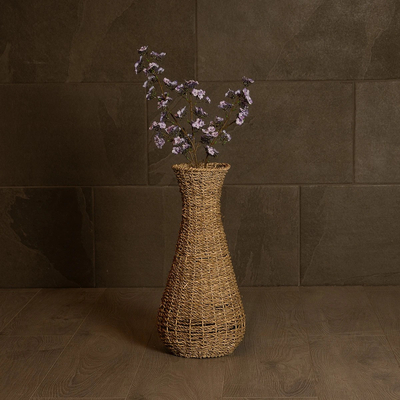 GloboStar® Artificial Garden CALIFORNIA 21239 Διακοσμητικό Πλεκτό Καλάθι - Κασπώ Γλάστρα - Flower Pot Μπεζ Μ20 x Π20 x Υ43cm