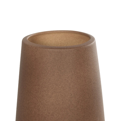 GloboStar® Artificial Garden PORTO 21288 Διακοσμητικό Κεραμικό Βάζο Καφέ Μ11 x Π11 x Υ20cm