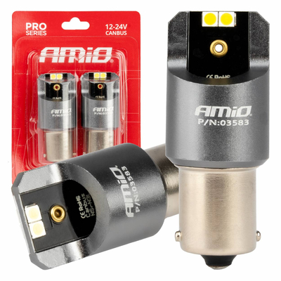 ΛΑΜΠΕΣ LED CAN-BUS P21W BA15S 12/24V 6.000K 4xSMD ΛΕΥΚΟ PRO SERIES AMIO - 2 ΤΕΜ.