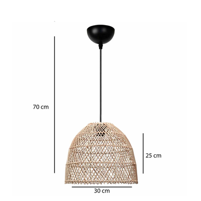 GloboStar® CESTINO 204-0178 Boho Κρεμαστό Φωτιστικό Οροφής Μονόφωτο 1 x E27 AC 220-240V IP20 Μπεζ - Μ30 x Π30 x Υ25cm