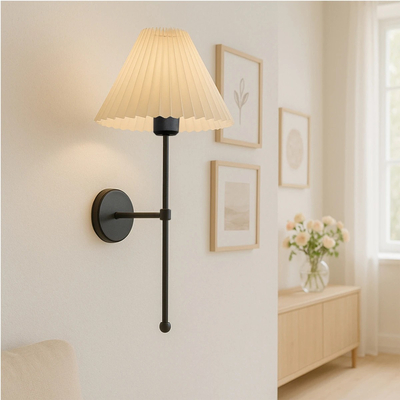 GloboStar® LING 204-0188 Μοντέρνο Φωτιστικό Τοίχου Απλίκα Μονόφωτο 1 x E27 AC 220-240V IP20 Μπεζ & Μαύρο - Μ22 x Π22 x Υ50cm