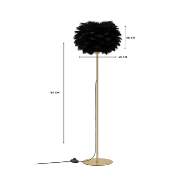 GloboStar® ALES 204-0193 Μοντέρνο Φωτιστικό Δαπέδου  Μονόφωτο 1 x E27 AC 220-240V IP20 Μαύρο & Χρυσό - Μ40 x Π40 x Υ150cm