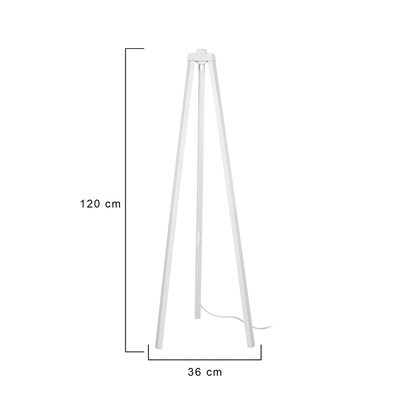 GloboStar® TRIPOD 203-0259 Μοντέρνο Επιδαπέδιο Φωτιστικό Μονόφωτο 1 x E27 IP20 Λευκό Ξύλο - Μ38 x Π38 x Υ120cm