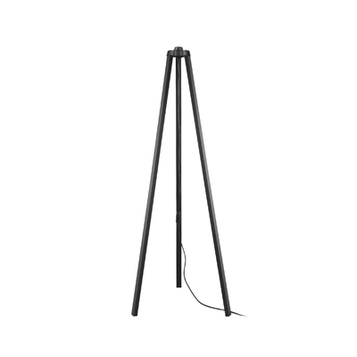 GloboStar® TRIPOD 203-0258 Μοντέρνο Επιδαπέδιο Φωτιστικό Μονόφωτο 1 x E27 IP20 Μαύρο Ξύλο - Μ38 x Π38 x Υ120cm
