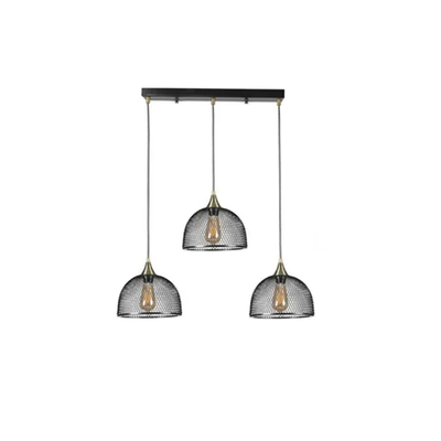 GloboStar® GLIND 201-0082 Vintage Κρεμαστό Φωτιστικό Ράγα Ράγα Τρίφωτο 3 x E27 IP20 Μαύρο Μέταλλο - Μ55 x Π25 x Υ70cm