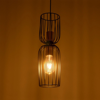 GLOBOSTAR® LAVERA 201-0024 Vintage Κρεμαστό Φωτιστικό Οροφής με Ντουί 1 x E27 AC 220-240V IP20 - Χρυσό & Λευκό - Μ14 x Π14 x Υ44cm