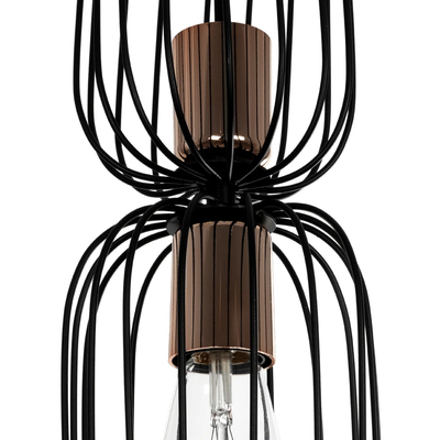 GLOBOSTAR® LAVERA 201-0024 Vintage Κρεμαστό Φωτιστικό Οροφής με Ντουί 1 x E27 AC 220-240V IP20 - Χρυσό & Λευκό - Μ14 x Π14 x Υ44cm