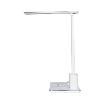 GLOBOSTAR® ZENTIME 76554 Μοντέρνο Επιτραπέζιο Φωτιστικό Γραφείου με Ασύρματη Φόρτιση 15W 3A & Ψηφιακό Ρολόι LED 3.5W 350lm 120° DC 5V με USB-C IP20 Ρυθμιζόμενο Λευκό CCT με Αφή 2700K/4500K/6000K Dimmable - Sanan SMD Chip - Μαύρο - Μ19.5 x Π25 x Υ50cm - 2 Χρόνια Εγγύηση