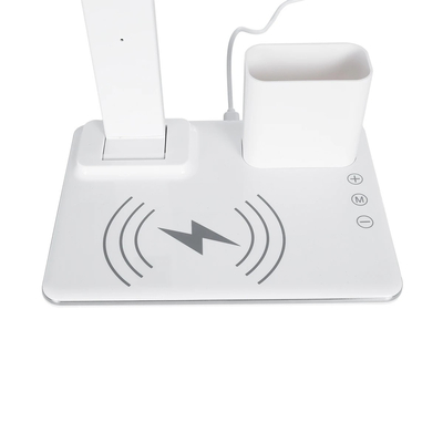 GLOBOSTAR® ZENTIME 76554 Μοντέρνο Επιτραπέζιο Φωτιστικό Γραφείου με Ασύρματη Φόρτιση 15W 3A & Ψηφιακό Ρολόι LED 3.5W 350lm 120° DC 5V με USB-C IP20 Ρυθμιζόμενο Λευκό CCT με Αφή 2700K/4500K/6000K Dimmable - Sanan SMD Chip - Μαύρο - Μ19.5 x Π25 x Υ50cm - 2 Χρόνια Εγγύηση