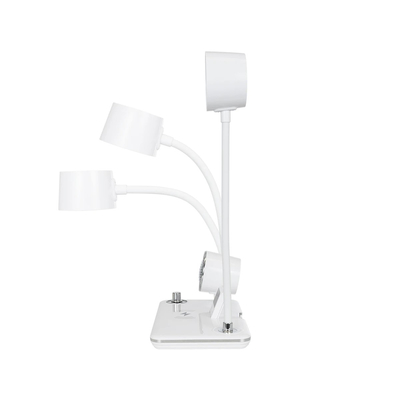 GLOBOSTAR® OLDY 76557 Μοντέρνο Επιτραπέζιο Φωτιστικό Γραφείου με Ασύρματη Φόρτιση 15W 3A, 5W Bluetooth Ηχείο & Ψηφιακό Ρολόι LED 3W 300lm 120° DC 5V με USB-C IP20 Ρυθμιζόμενο Λευκό CCT με Αφή 2700K/4500K/6000K Dimmable - Sanan SMD Chip - Λευκό - Μ13 x Π25 x Υ38cm - 2 Χρόνια Εγγύηση