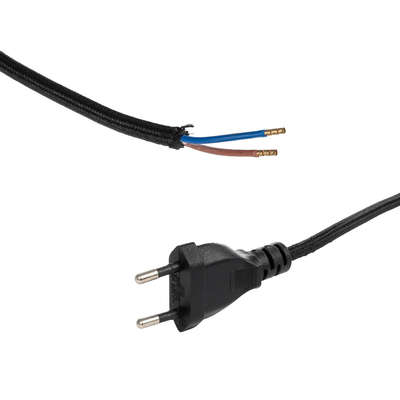 GLOBOSTAR® WHIP 77669 Μοντέρνο DIY Φωτιστικό με Υφασμάτινο Καλώδιο, Ντουί 1 x E27 & Διακόπτη On/Off AC 220-240V IP20 - Μαύρο - Μ140 x Π2.7 x Υ1.9cm