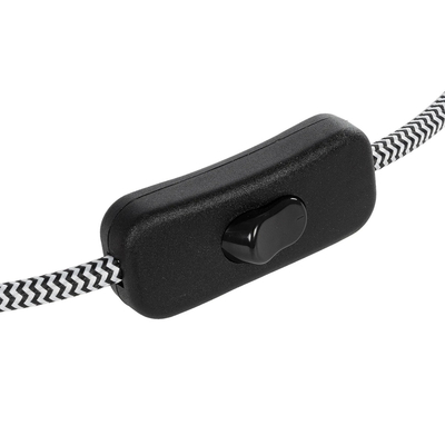 GLOBOSTAR® WHIP 77670 Μοντέρνο DIY Φωτιστικό με Υφασμάτινο Καλώδιο, με Διακόπτη On/Off AC 220-240V IP20 - Ασημί & Μαύρο - Μ140 x Π2.7 x Υ1.9cm