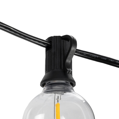 GLOBOSTAR® TWILIGHT 79669 Μοντέρνο Φωτιστικό Κήπου Γιρλάντα 14.5m με 50 Λάμπες LED 30W 2700lm 360° DC 3.7V με Ενσωματωμένο Φωτοβολταϊκό Panel 5.5V 5W & Επαναφορτιζόμενη Μπαταρία Li-ion 3.7V 3x18650 6600mAh Αδιάβροχο IP65 Θερμό Λευκό 2700Κ Dimmable - Sanan SMD Chip - Μαύρο & Διάφανο - Μ1450 x Π4 x Υ7cm - 2 Χρόνια Εγγύηση