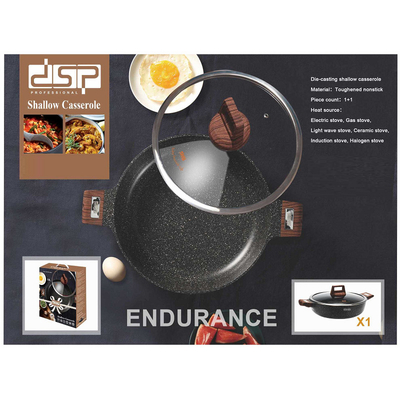 Ρηχή κατσαρόλα αντικολλητική με καπάκι - 2.7L - CA005-BS24-Black - DSP - 563950