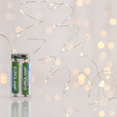 ΣΕΙΡΑ, 50 LED 5mm, ΜΠΑΤΑΡΙΑΣ 3xAA, ΧΡΟΝΟΔΙΑΚΟΠΤΗ, ΑΣΗΜΙ ΧΑΛΚΙΝΟ ΚΑΛΩΔΙΟ, ΘΕΡΜΟ ΛΕΥΚΟ LED, ANA 10cm, ΠΡΟΕΚΤΑΣΗ ΠΑΡΟΧΗΣ 10cm, IP20