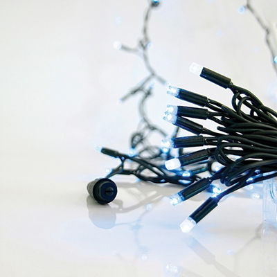 ΣΕΙΡΑ, 100 LED 5mm, 230V, 3 ΕΠΕΚΤΑΣΕΙΣ ΕΩΣ 9 ΣΕΤ, ΠΡΑΣΙΝΟ ΚΑΟΥΤΣΟΥΚ ΚΑΛΩΔΙΟ, 90 ΜΠΛΕ LED + 10 ΛΕΥΚΑ FLASH LED, ΑΝΑ 10cm, ΧΩΡΙΣ ΠΑΡΟΧΗ, ΙΡ65