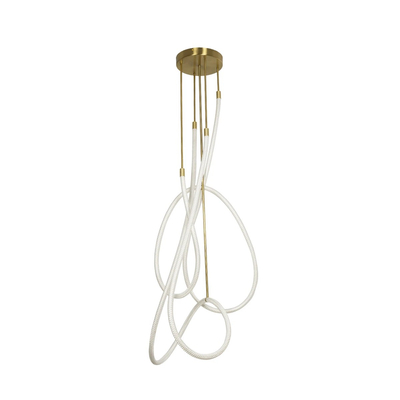 kelvo® GLOW 61671 Μοντέρνο Φωτιστικό Οροφής LED 85W 8500lm 360° AC 220-240V IP20 Ρυθμιζόμενο Λευκό CCT με Χειριστήριο από 2700K έως 6000K Dimmable - Lumileds SMD Chip - Χρυσό Πλατίνα & Λευκό Νήμα - Μ100 x Π100 x Υ140cm - 3 Χρόνια Εγγύηση