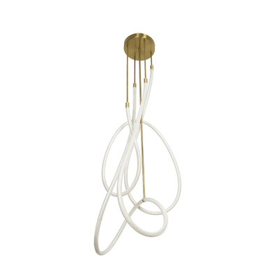 kelvo® GLOW 61671 Μοντέρνο Φωτιστικό Οροφής LED 85W 8500lm 360° AC 220-240V IP20 Ρυθμιζόμενο Λευκό CCT με Χειριστήριο από 2700K έως 6000K Dimmable - Lumileds SMD Chip - Χρυσό Πλατίνα & Λευκό Νήμα - Μ100 x Π100 x Υ140cm - 3 Χρόνια Εγγύηση