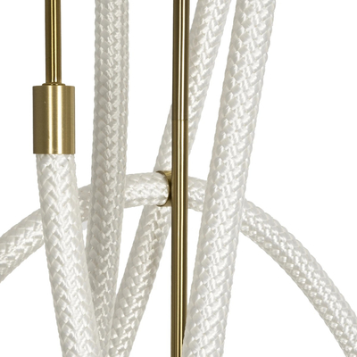 kelvo® GLOW 61671 Μοντέρνο Φωτιστικό Οροφής LED 85W 8500lm 360° AC 220-240V IP20 Ρυθμιζόμενο Λευκό CCT με Χειριστήριο από 2700K έως 6000K Dimmable - Lumileds SMD Chip - Χρυσό Πλατίνα & Λευκό Νήμα - Μ100 x Π100 x Υ140cm - 3 Χρόνια Εγγύηση