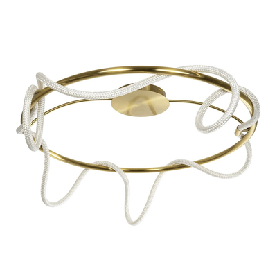 kelvo® GLOW 61674 Μοντέρνο Φωτιστικό Οροφής LED 65W 6500lm 360° AC 220-240V IP20 Ρυθμιζόμενο Λευκό CCT με Χειριστήριο από 2700K έως 6000K Dimmable - Lumileds SMD Chip - Χρυσό Πλατίνα & Λευκό Νήμα - Μ100 x Π100 x Υ30cm - 3 Χρόνια Εγγύηση