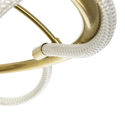 kelvo® GLOW 61674 Μοντέρνο Φωτιστικό Οροφής LED 65W 6500lm 360° AC 220-240V IP20 Ρυθμιζόμενο Λευκό CCT με Χειριστήριο από 2700K έως 6000K Dimmable - Lumileds SMD Chip - Χρυσό Πλατίνα & Λευκό Νήμα - Μ100 x Π100 x Υ30cm - 3 Χρόνια Εγγύηση